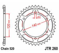 JT SPROCKETS Corona de acero estándar 260 - 520