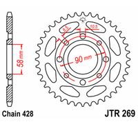 JT SPROCKETS Corona de acero estándar 269 - 428