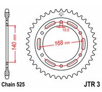 JT SPROCKETS Corona de acero estándar 3 - 525