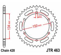 JT SPROCKETS Corona de acero estándar 463 - 428