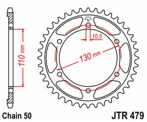 JT SPROCKETS Corona de acero estándar 479 - 530