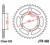 JT SPROCKETS Corona de acero estándar 498 - 525
