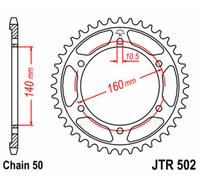 JT SPROCKETS Corona de acero estándar 502 - 530