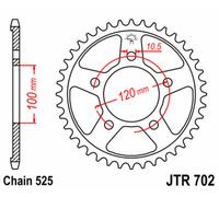 JT SPROCKETS Corona de acero estándar 702 - 525