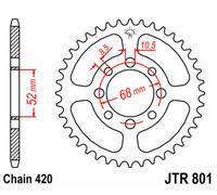 JT SPROCKETS Corona de acero estándar 801 - 420
