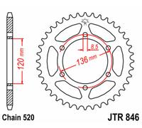 JT SPROCKETS Corona de acero estándar 846 - 520