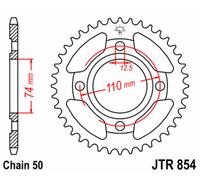 JT SPROCKETS Corona de acero estándar 854 - 530