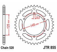 JT SPROCKETS Corona de acero estándar 855 - 520
