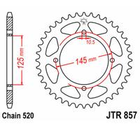 JT SPROCKETS Corona de acero estándar 857 - 520