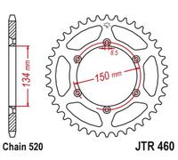 JT SPROCKETS Corona de acero resistente al barro 460 - 520