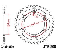 JT SPROCKETS Corona de acero resistente al barro 808 - 520