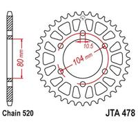JT SPROCKETS Corona de aluminio antibarro ultraligera 478 - 520