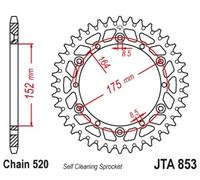 JT SPROCKETS Corona de aluminio antibarro ultraligera 853 - 520, tamaño 10 mm