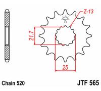 JT SPROCKETS Piñón de acero estándar 565 - 520
