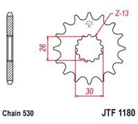 JT SPROCKETS Piñón delantero de acero silencioso 1180 - 530