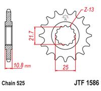 JT SPROCKETS Piñón delantero de acero silencioso 1586 - 525