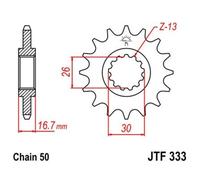 JT SPROCKETS Piñón delantero de acero silencioso 333 - 530