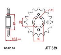 JT SPROCKETS Piñón delantero de acero silencioso 339 - 530