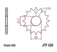 JT SPROCKETS Piñón delantero de acero silencioso 520 - 525