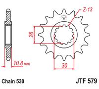 JT SPROCKETS Piñón delantero de acero silencioso 579 - 530