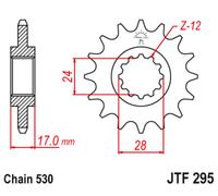 JT SPROCKETS Piñón delantero de acero sin ruido 295 - 525
