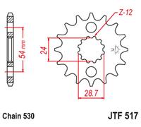 JT SPROCKETS Piñón delantero de acero sin ruido 517 - 530