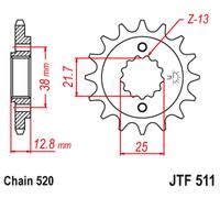 JT SPROCKETS Piñón delantero de acero sin ruido - 520