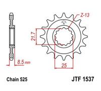 JT SPROCKETS Piñón delantero sin ruido de acero - 525