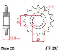 JT SPROCKETS Piñón delantero sin ruido de acero - 525