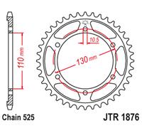 JT SPROCKETS Piñón trasero estándar de acero 1876 - 525