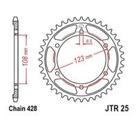 JT SPROCKETS Piñón trasero estándar de acero 25 - 428