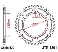 JT SPROCKETS Piñón trasero estándar de acero - 520