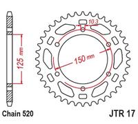 JT SPROCKETS Piñón trasero estándar de acero - 520