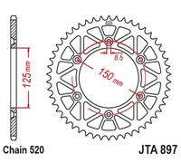 JT SPROCKETS Piñón trasero Racelite Aluminio Negro 897 - 520, negro