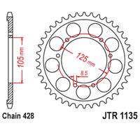 JT SPROCKETS Piñón trasero Steel Standard - 428