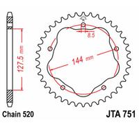 JT SPROCKETS Piñón trasero Steel Standard - 520 - Requiere soporte de piñón JT
