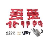 JT2D para Wltoys 144001 144002 144010 124007 124016 124017 124019 Brazos de suspensión de Metal Bloque de dirección Buje Carriers Set de Piezas de actualización Accesorios de Repuesto (Color: Rosso)