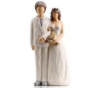 JTBDWOSK Nuestro Día De Boda, Figuras Moldeadas De Resina Pintadas A Mano, Figuras Y Regalos De Boda para Parejas, Adecuadas para La Decoración De Bodas, Aniversario, Colección,Blanco