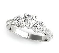 JTC LTD Anillo de compromiso de diamantes redondos cultivados en laboratorio | Anillo pavé de vástago dividido de 3 piedras | 0,50 a 2,00 quilates | Diamante D-E/VVS | Plata 925, oro de 9 K/18 K y