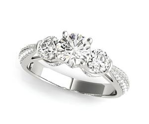 JTC LTD Anillo de compromiso de diamantes redondos cultivados en laboratorio | Anillo pavé de vástago dividido de 3 piedras | 0,50 a 2,00 quilates | Diamante D-E/VVS | Plata 925, oro de 9 K/18 K y