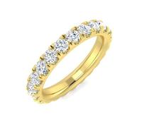 JTC LTD Anillo de eternidad de diamantes cultivados en laboratorio para mujer, anillo de boda con garras para novia, corte redondo de 0,30 a 2,00 quilates, calidad D/VVS, metal en oro macizo de 9