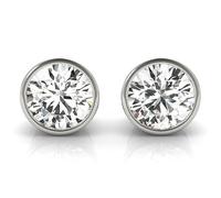 JTC LTD Pendientes de tuerca con bisel de diamante redondo cultivados en laboratorio para mujer, 0,20 quilates a 2,00 quilates, juego de bisel, hechos a mano en el Reino Unido, oro de 9 quilates