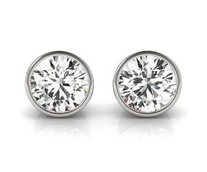 JTC LTD Pendientes de tuerca con bisel de diamante redondo cultivados en laboratorio para mujer, 0,20 quilates a 2,00 quilates, juego de bisel, hechos a mano en el Reino Unido, oro de 9 quilates