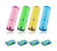 JTENG - 4 minilinternas LED pequeñas de aluminio con cuerda, para camping, senderismo, escalada y emergencias