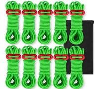 JTENG 8 cuerdas tensoras para tienda de campaña con un plato de aluminio, reflectante, diámetro de 4 mm, longitud de 400 mm, cuerda tensora luminosa para tienda de campaña (10 unidades verde)