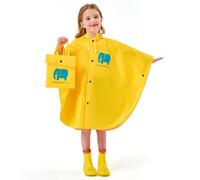 JTENG Poncho impermeable para bebé, Poncho para lluvia con gorro ancho con rayas reflectantes, Impermeable reutilizable (amarillo, para niños de 1 a 5 años)