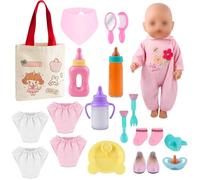 JTgugu Baby Born Ropa Accesorios Set de 43 cm Muñecas Pelele Accesorios para Muñecas Ropa de Muñeca Ropa de Muñeca Recién Nacido Muñecas Bebé Juego de Alimentación Regalo para Niñas Juguetes (Sin