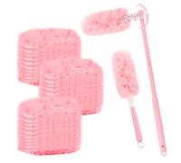 JTgugu Juego de 44 recambios de imanes para Polvo compatibles con Swiffer, 42 paños Rosas, 1 Mango telescópico y 1 asa, Plumero de 360°, para Pelo de Animales, Polvo, alérgenos, Suciedad, sin Perfume