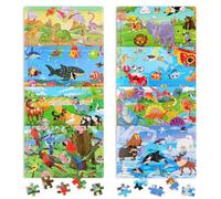 JTgugu Puzzle de madera para niños a partir de 3, 4, 5, 6 años, 8 x 30 piezas, rompecabezas de madera de dinosaurio, granja, fondo marino, animales, rompecabezas para niños, juguetes para niños y