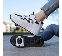 JTKDL Zapatillas con Ruedas Patines De Ruedas Mujeres Niñas Zapatos para Caminar Zapatos De Ejercicios Niños Hombres Deportes Al Aire Libre Gimnasia Zapatillas De Deporte Zapatillas De Skate,Black-31